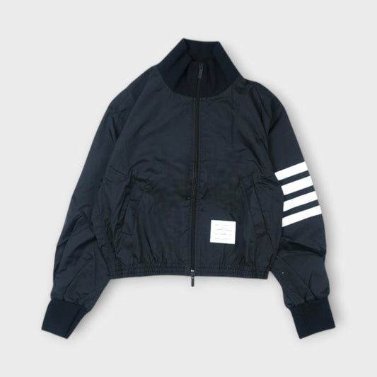 THOM BROWNE ZIP-UP TRACK JACKET IN RIPSTOP IN SHINY RIPSTOP