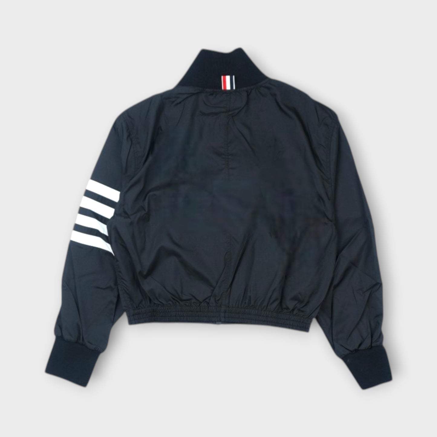 THOM BROWNE ZIP-UP TRACK JACKET IN RIPSTOP IN SHINY RIPSTOP