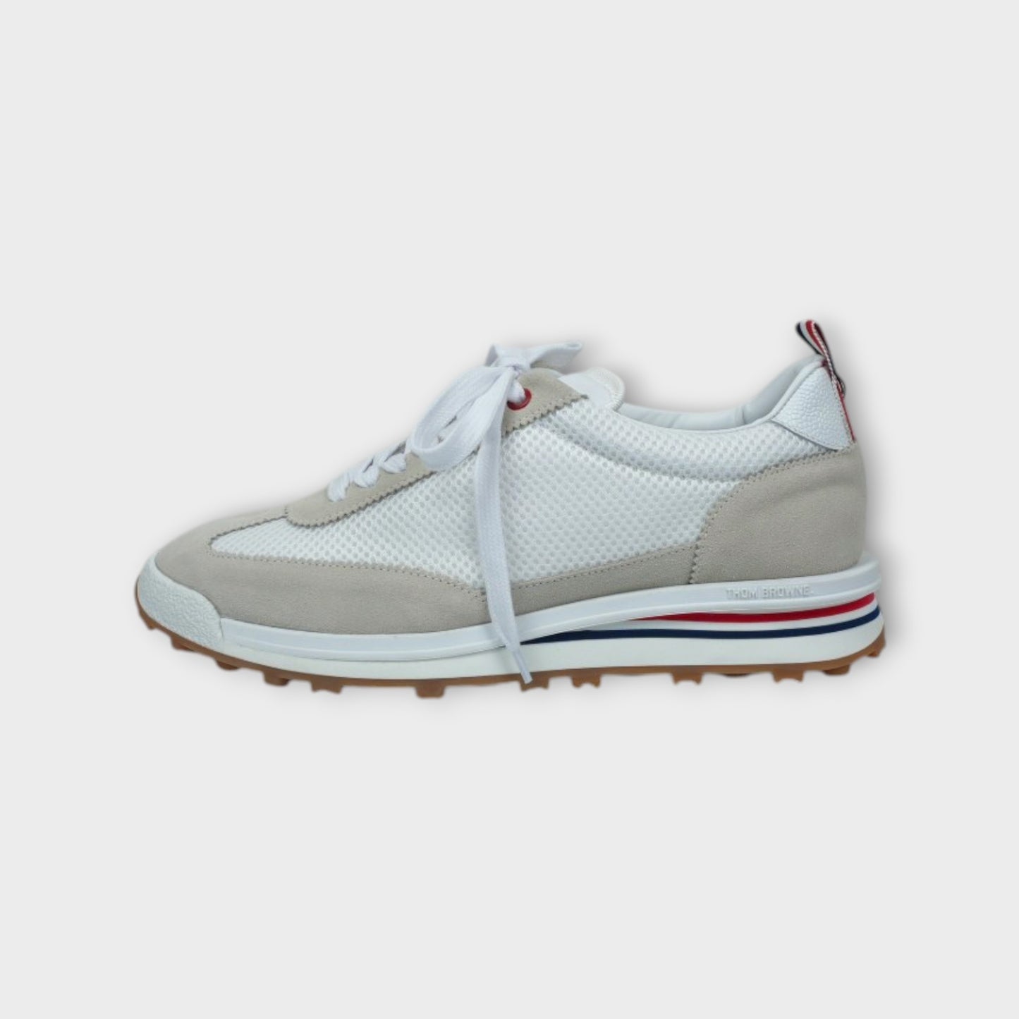 THOM BROWNE TECH RUNNER ON TECH RUNNER SOLE W/ RWB SOLE IN MESH