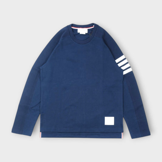 THOM BROWNE LONG SLEEVE TEE W/ 4 BAR STRIPE IN MILANO COTTON