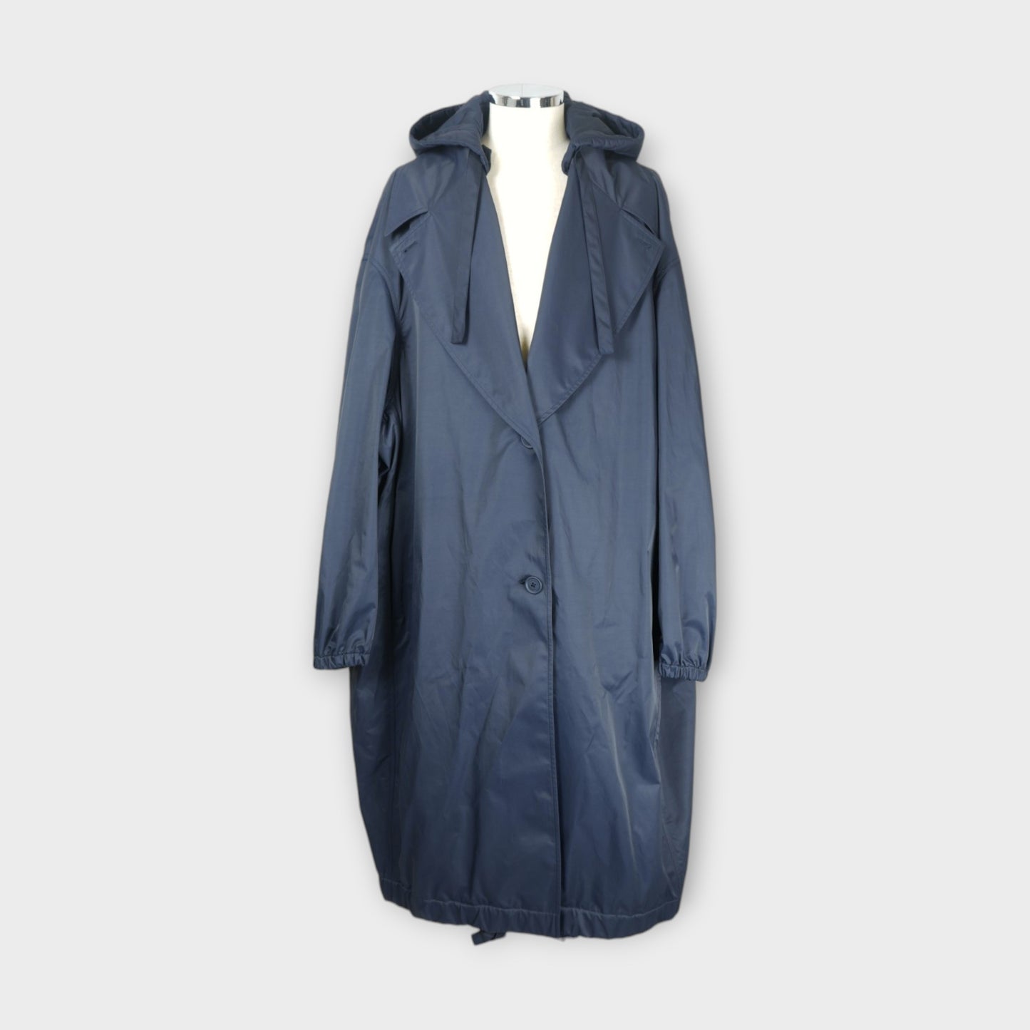 THOM BROWNE COCOON WIND BREAKER W/ DETACHABLE HOOD IN POLY COTTON TECH