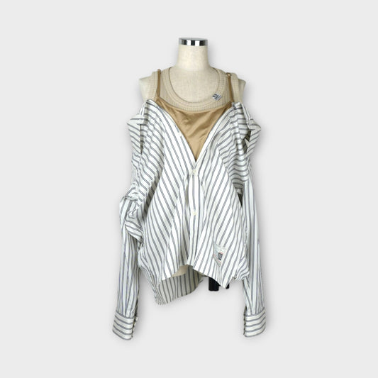 MIHARA YASUHIRO LAYERED STRIPE SHIRTS