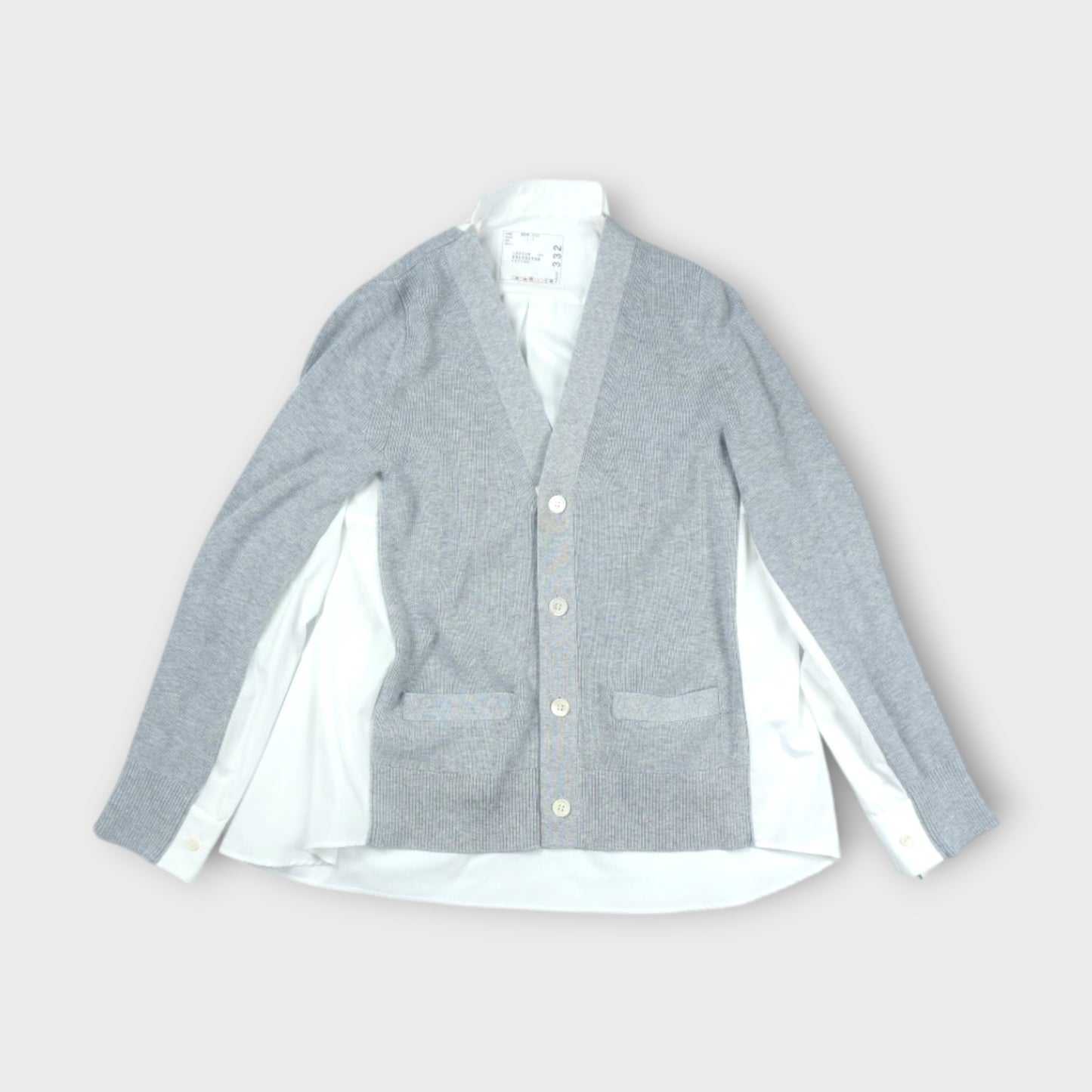 sacai WOMEN Cotton Knit x Cotton Poplin Cardigan
