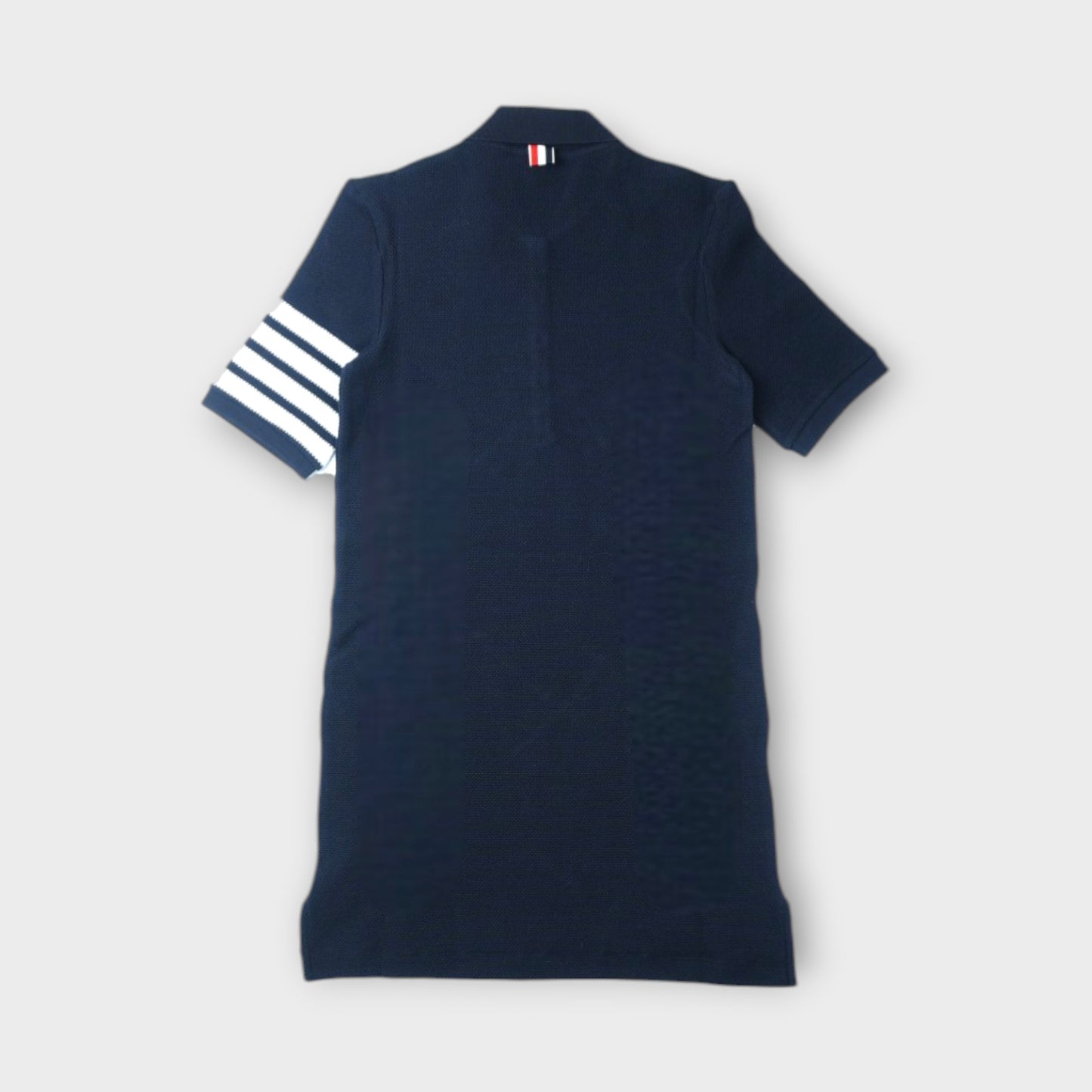 THOM BROWNE POLO DRESS IN TEXTURED PIQUE W/ ENG 4 BAR