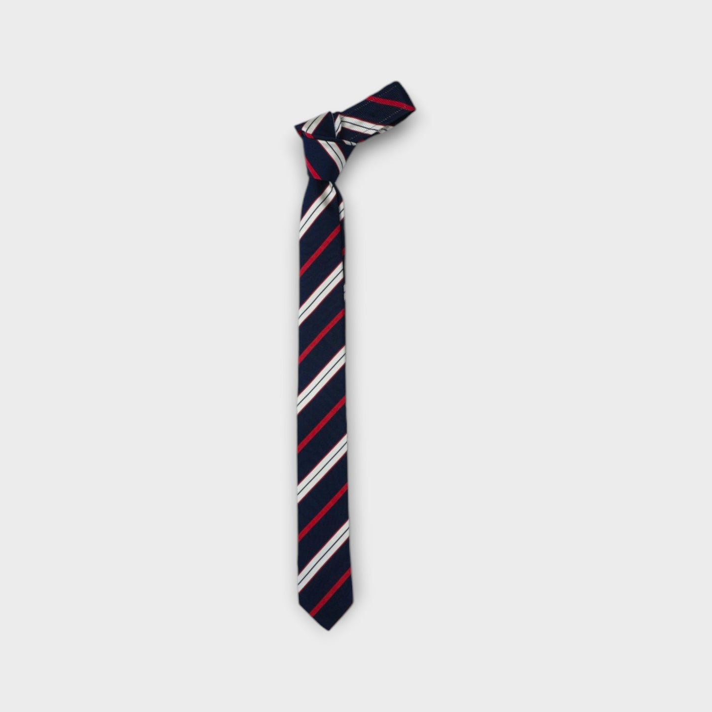 THOM BROWNE CLASSIC TIE IN VARIEGATED REP STRIPE SILK /COTTON TIE JACQUARD