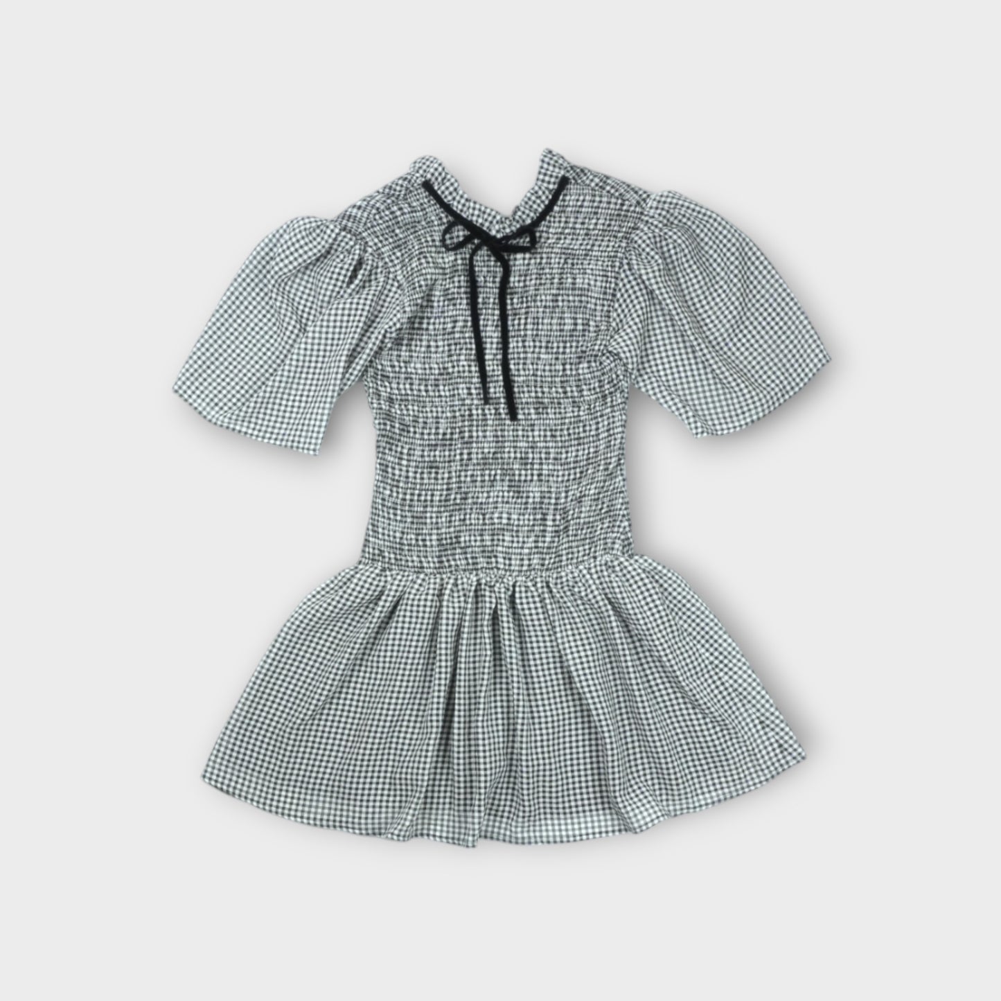 GANNI Sheer Fluid Check Mini Smock Dress