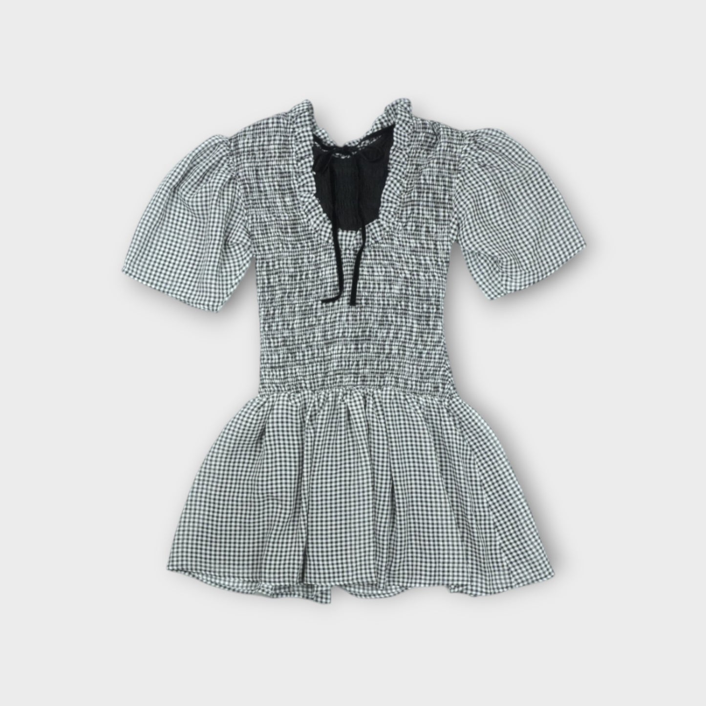 GANNI Sheer Fluid Check Mini Smock Dress