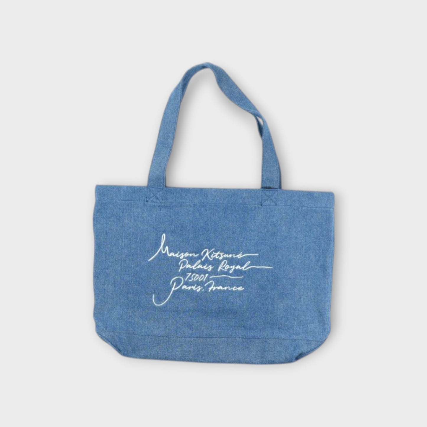 MAISON KITSUNÉ POETIC SCRIPT DENIM TOTE