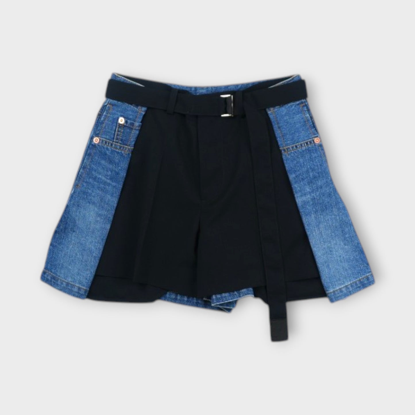 sacai WOMEN Wool Suiting x Denim Shorts