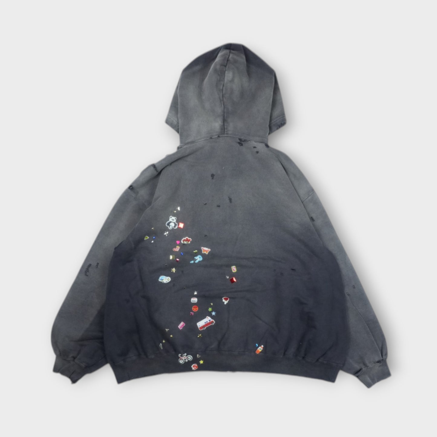 MIHARA YASUHIRO SUNFADED STICKER ZIP PARKA