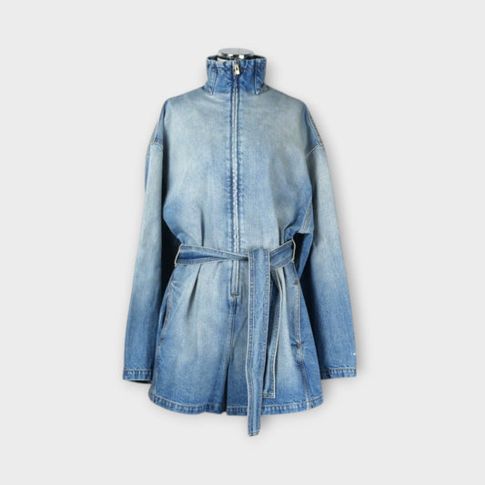 ALAÏA SHORT JUMPSUIT RAW DENIM