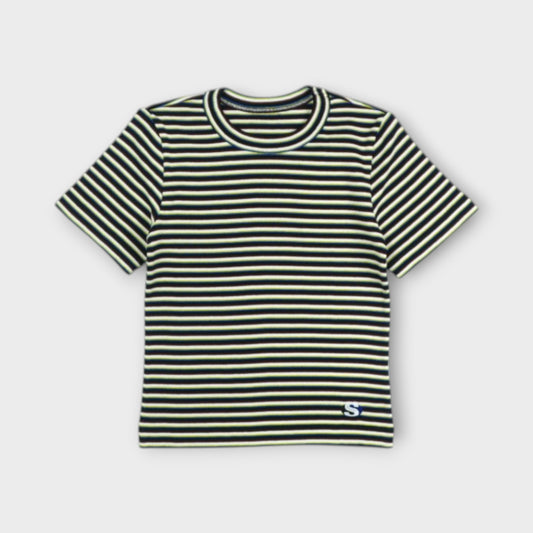 sacai WOMEN Stripe Cotton Rib T-Shirt