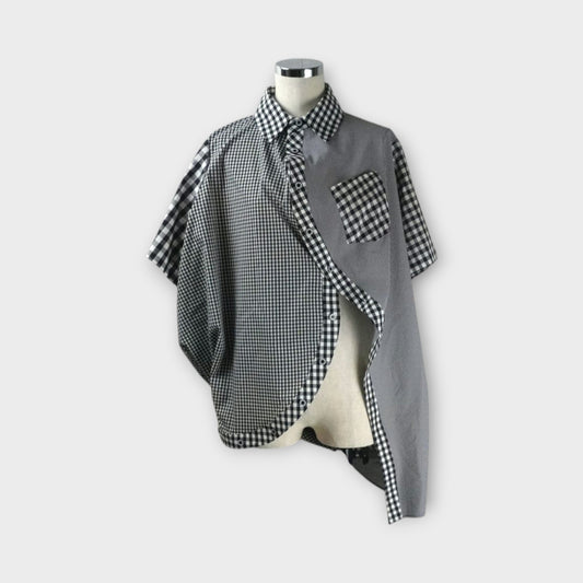 ANREALAGE BALL MULTI PATTERN HALF SLEEVE CHECK SHIRT