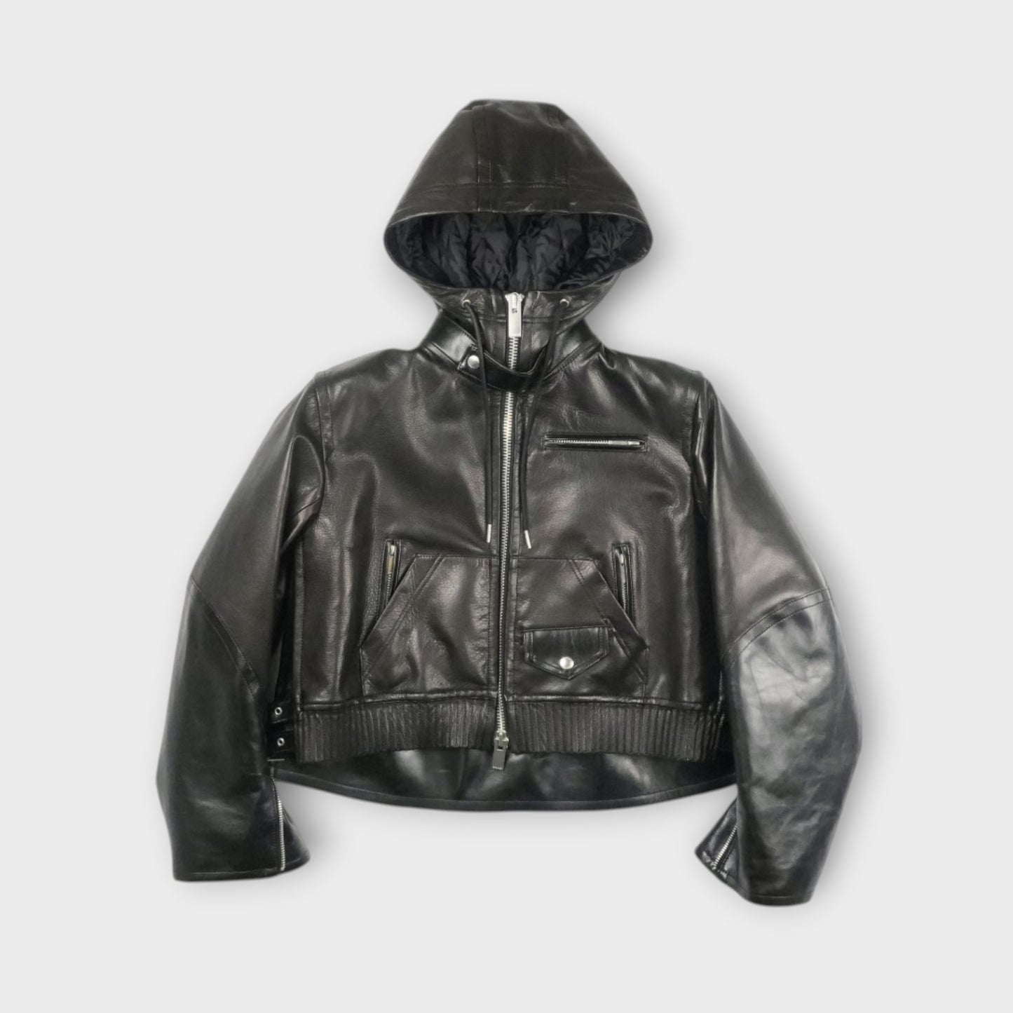 sacai WOMEN Leather Hoodie