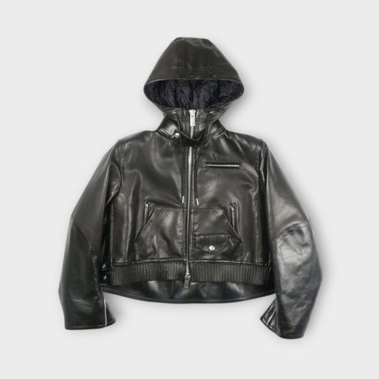 sacai WOMEN Leather Hoodie