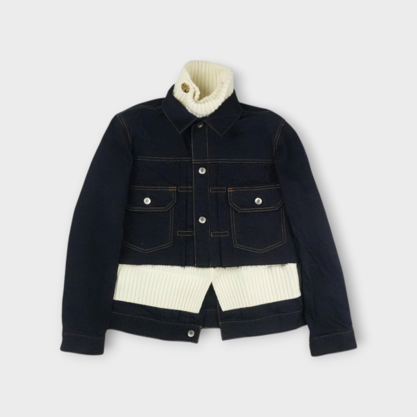 sacai WOMEN Denim x Wool Knit Jacket