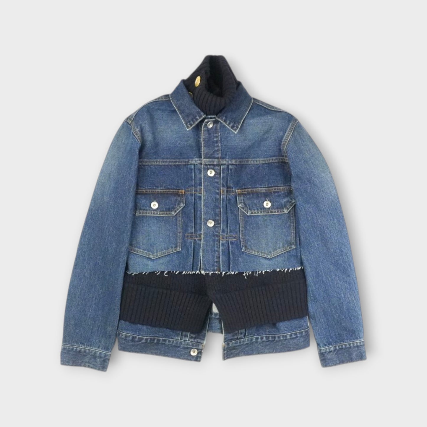sacai WOMEN Denim x Wool Knit Jacket
