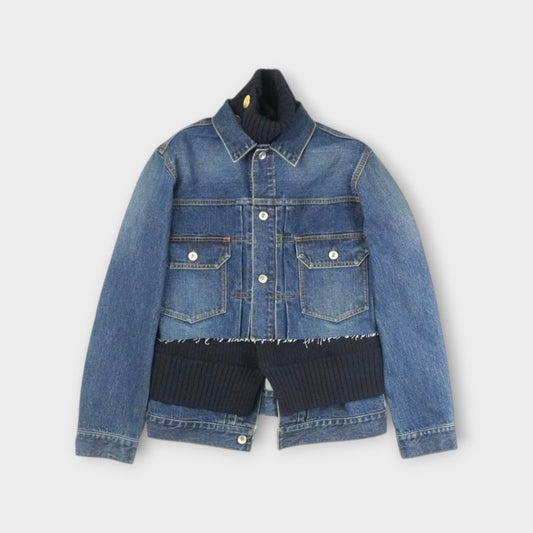 sacai WOMEN Denim x Wool Knit Jacket