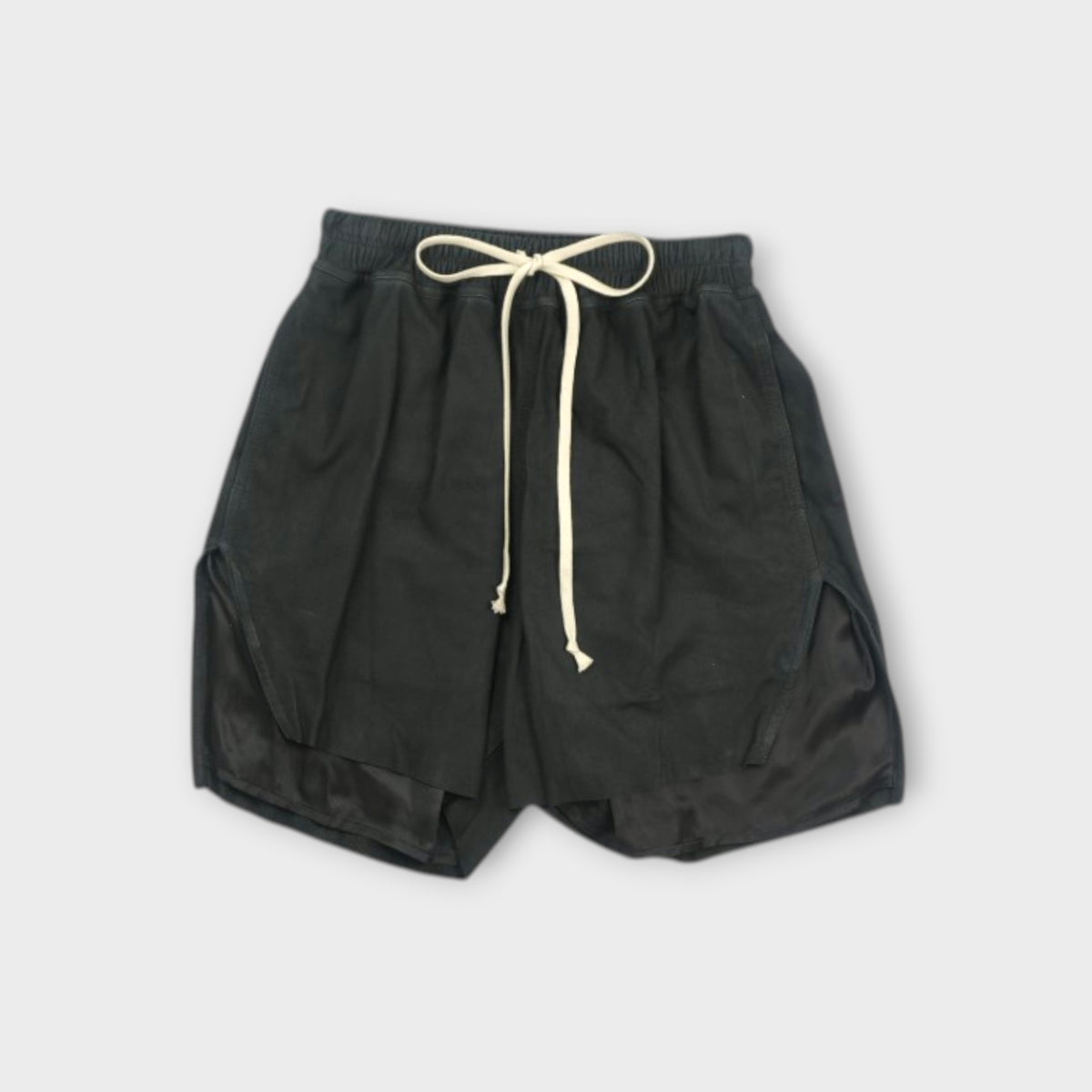 Rick Owens straight shorts side pockets subtle slit