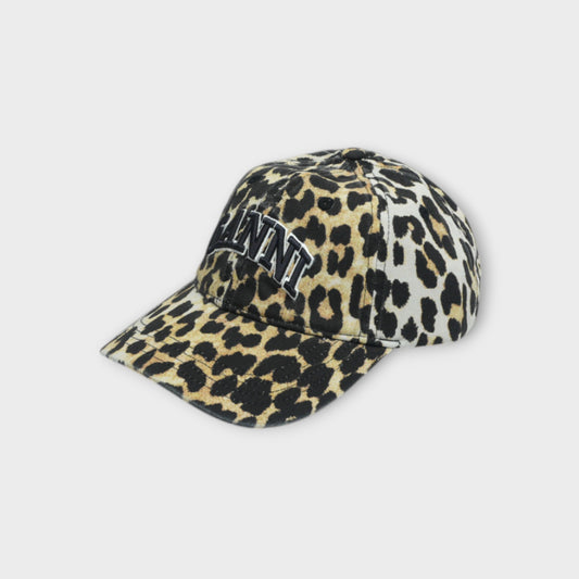 GANNI Washed Cotton Canvas Cap Leo Emb