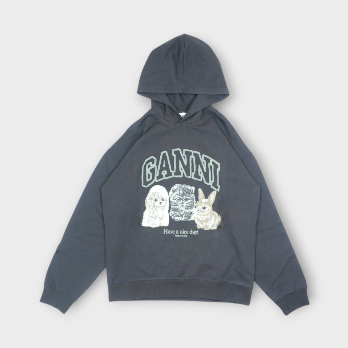 GANNI Isoli Oversize Animals Crop Hoodie