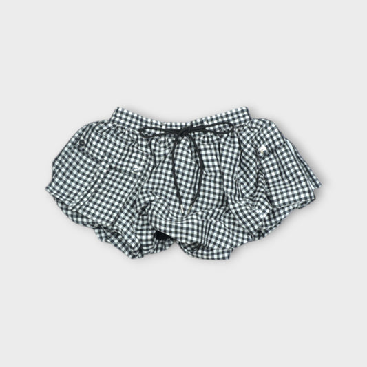 GANNI Crinkled Taffeta Check Mini Bubble Skirt