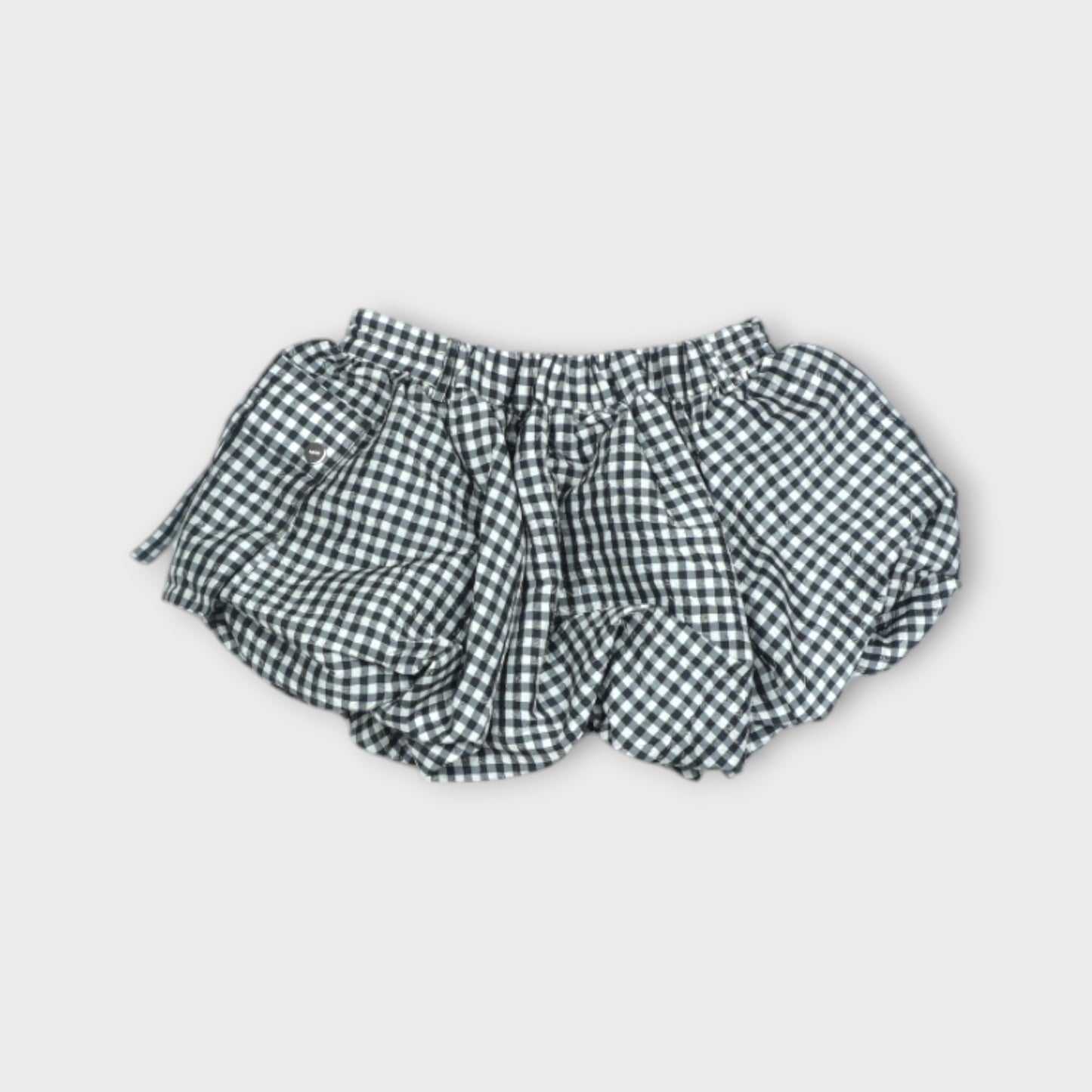 GANNI Crinkled Taffeta Check Mini Bubble Skirt
