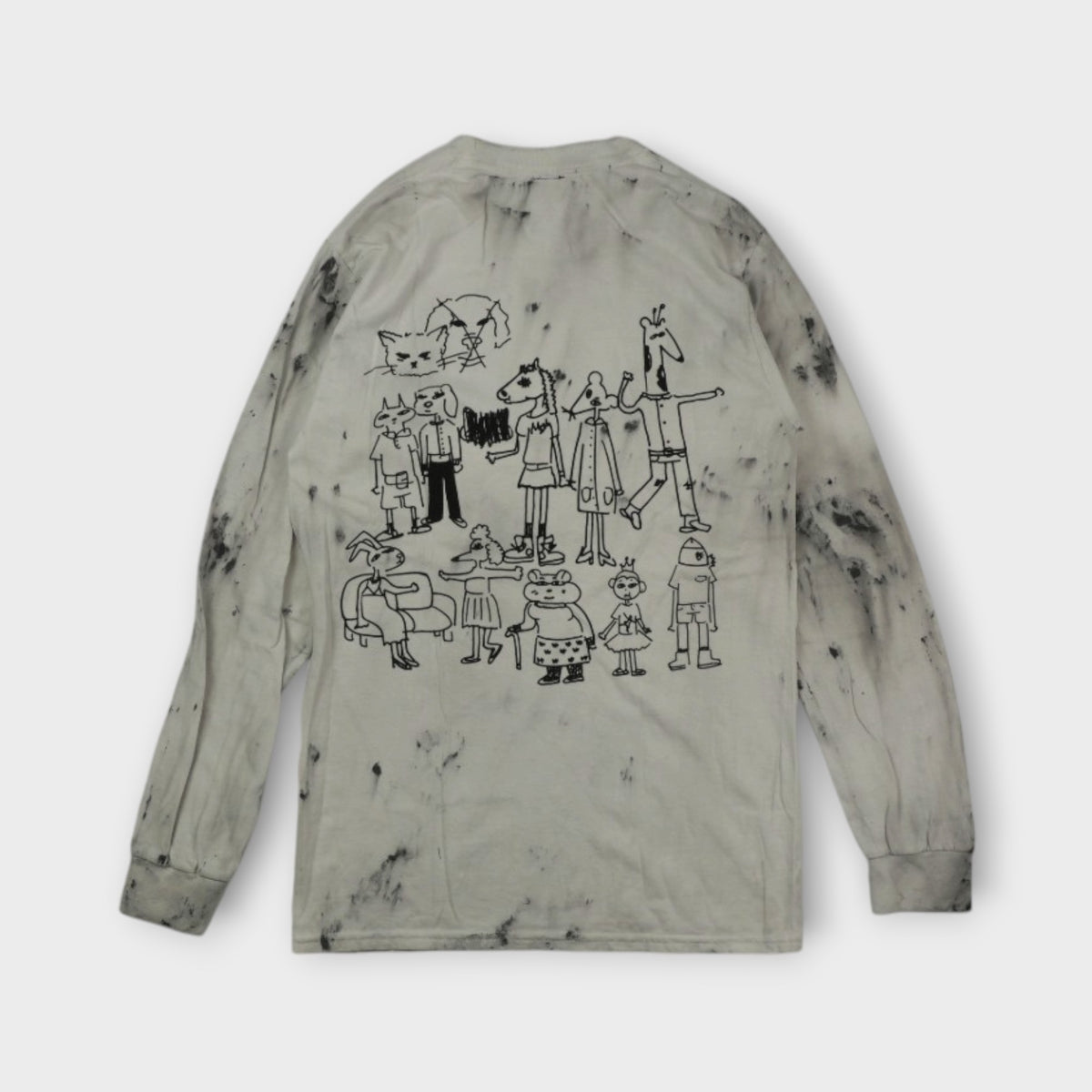 WESTFALL FRONT & BACK ANIMALS HUMANS GRAPHIC HAND-DYED TEE