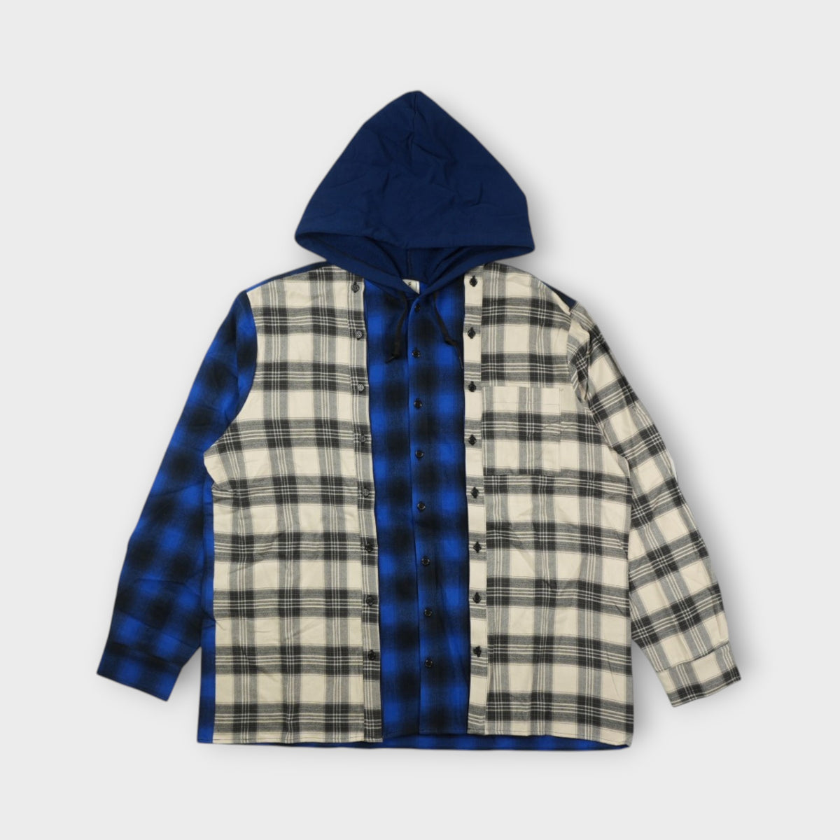 WESTFALL TRIPLE PLACKET BUTTON DOWN FLANNEL OVERSHIRT HOOD
