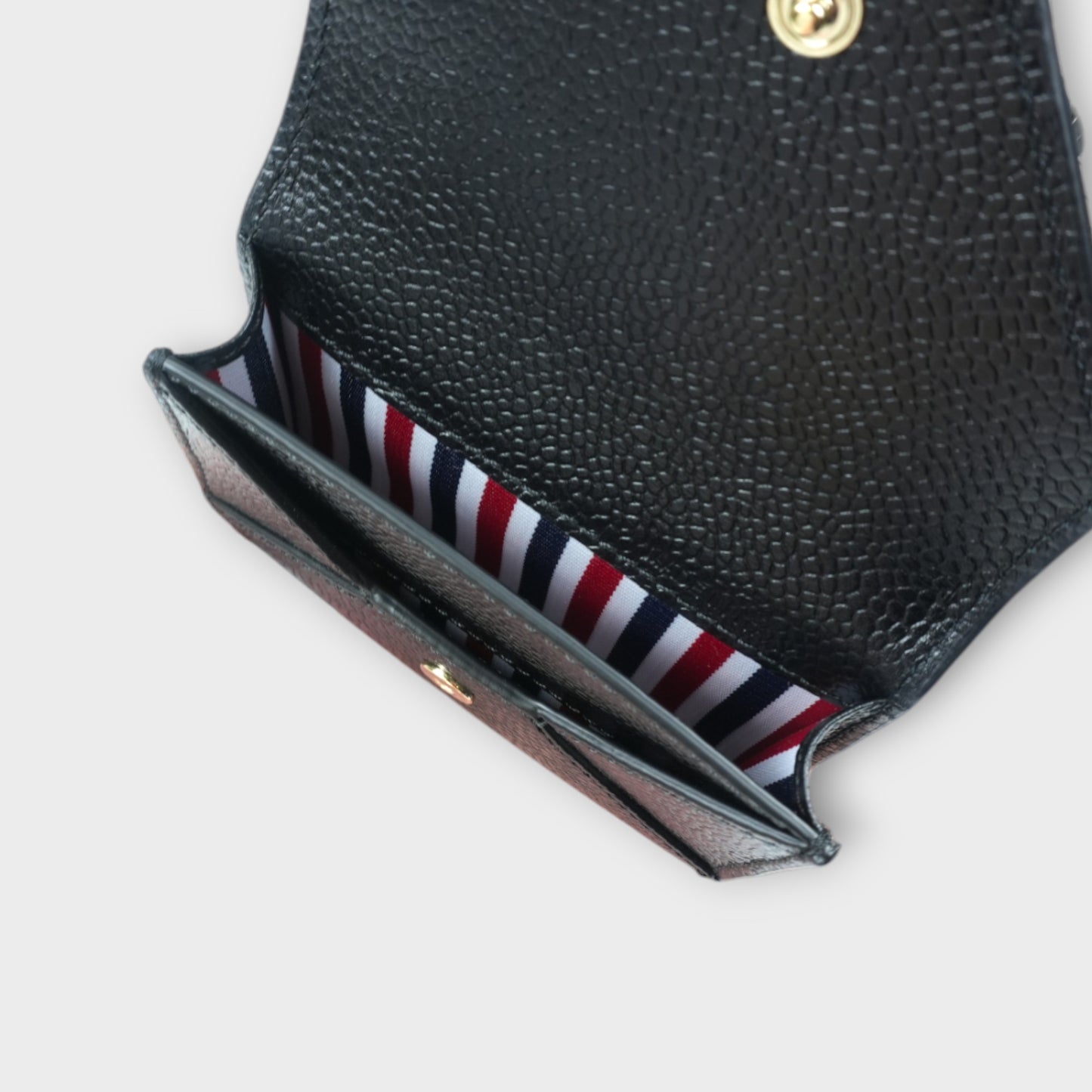 THOM BROWNE ENVELOP CARD CASE IN PEBBLE GRAIN LEATHER