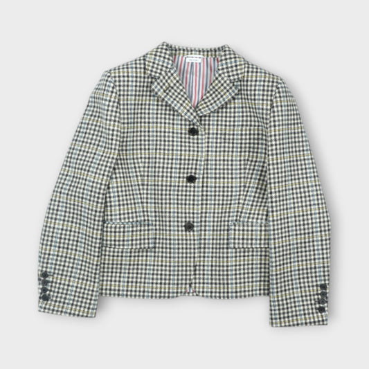 THOM BROWNE HIGH BREAK EXPOSED CATCH VENT SPORTCOAT IN GUNCLUB CHECK HUNTING TWEED
