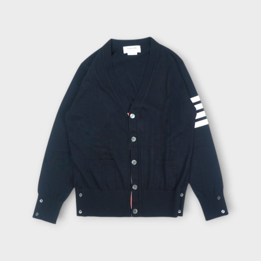THOM BROWNE CLASSIC CREWNECK PULLOVER W/ BAR STRIPE IN FINE MERINO WOOL