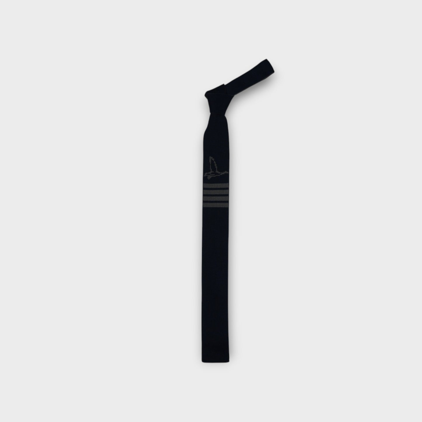 THOM BROWNE GEESE ICON JACQUARD KNIT TIE IN SILK W/ 4 BAR STRIPE