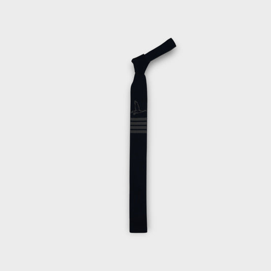 THOM BROWNE GEESE ICON JACQUARD KNIT TIE IN SILK W/ 4 BAR STRIPE