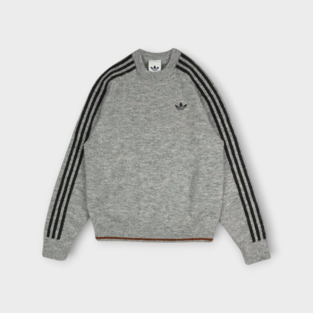 adidas Three-Stripes Fluffy Knit Crew Sweatshirt