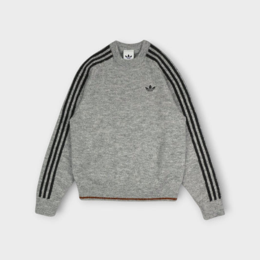 adidas Three-Stripes Fluffy Knit Crew Sweatshirt