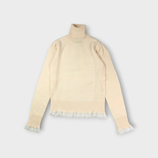 GANNI Merino Turtleneck w lace details
