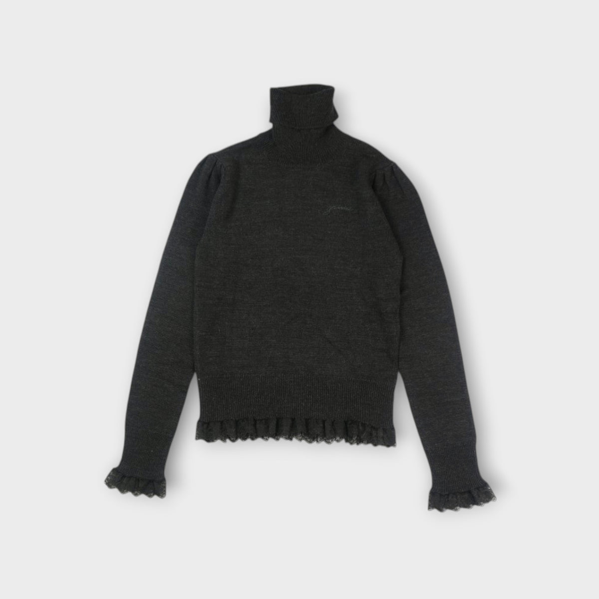 GANNI Merino Turtleneck w lace details