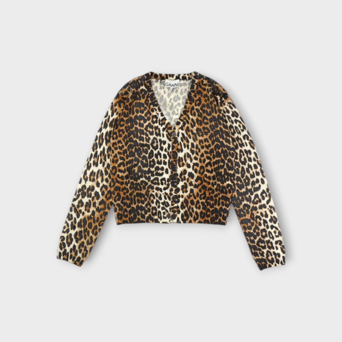 GANNI Printed Merino Cardigan