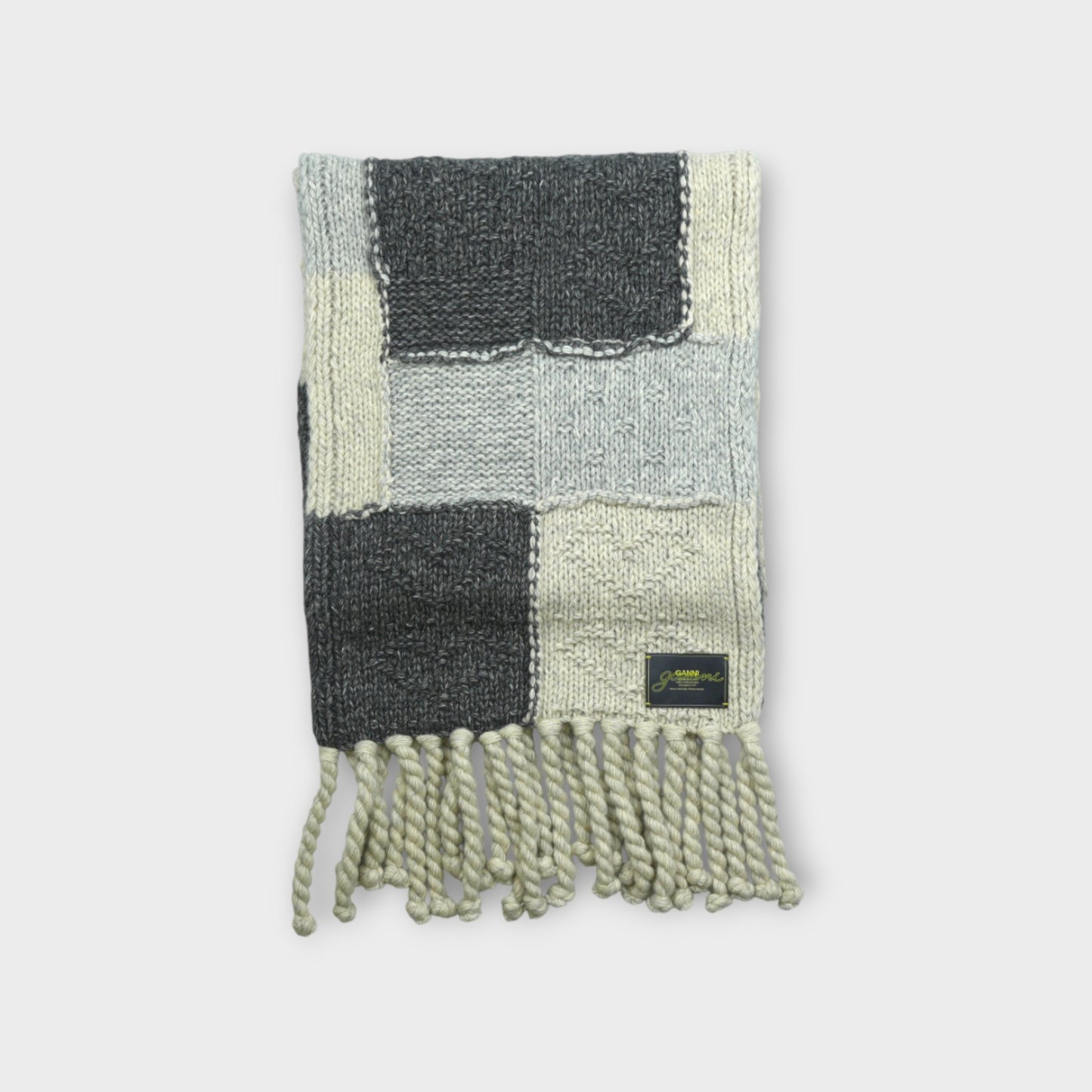 GANNI Wool Coton Mix Knit Scarf