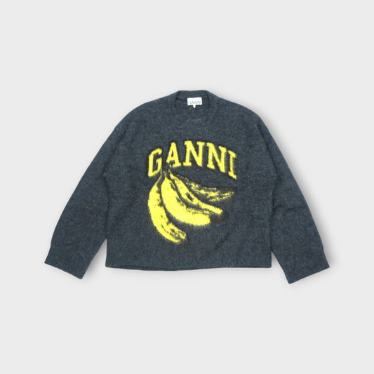 GANNI Fine Brushed Alpaca Banana Oversized O-neck