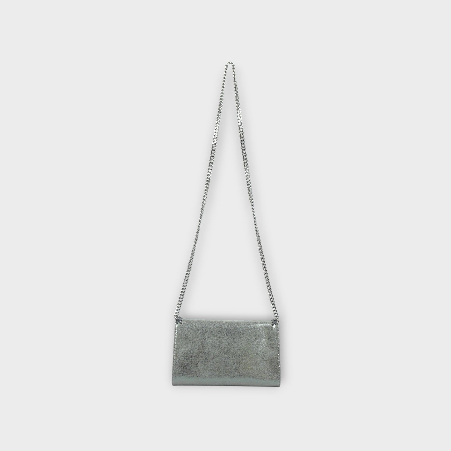 STELLA McCARTNEY FALABELLA WALLET W/ CHAIN BAG ECO SHINY DOTTED CHAMOIS W/RUTHENIUM CHAIN - AIRLITE