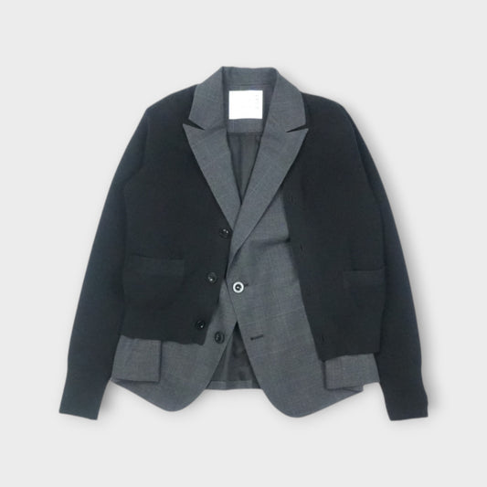 sacai Glen Check x Knit Cardigan