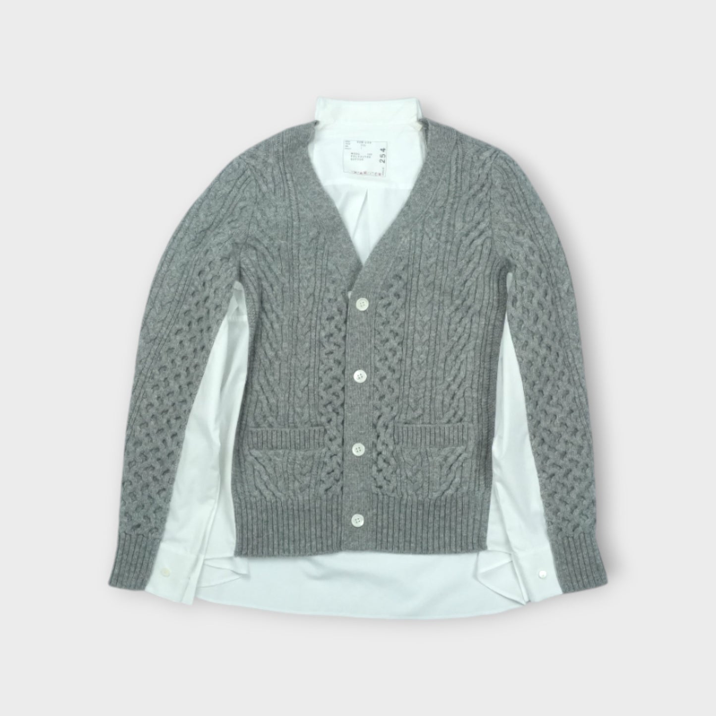 sacai Wool Knit x Cotton Poplin Cardigan