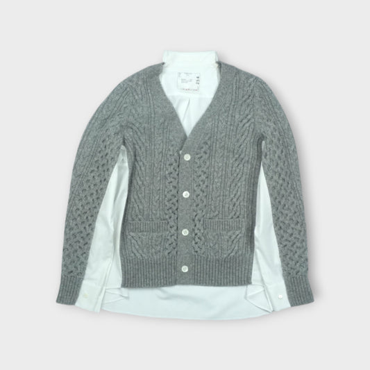 sacai Wool Knit x Cotton Poplin Cardigan