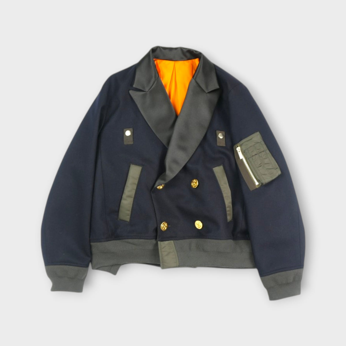 sacai WOMEN Wool Flannel x Nylon Twill Jacket