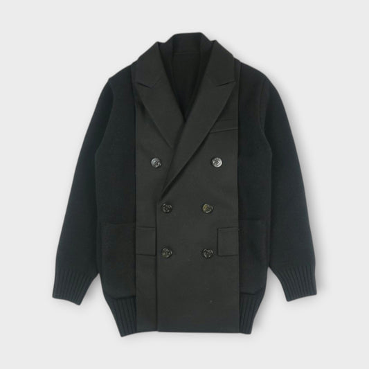sacai WOMEN Wool Flannel x Wool Knit Cardigan