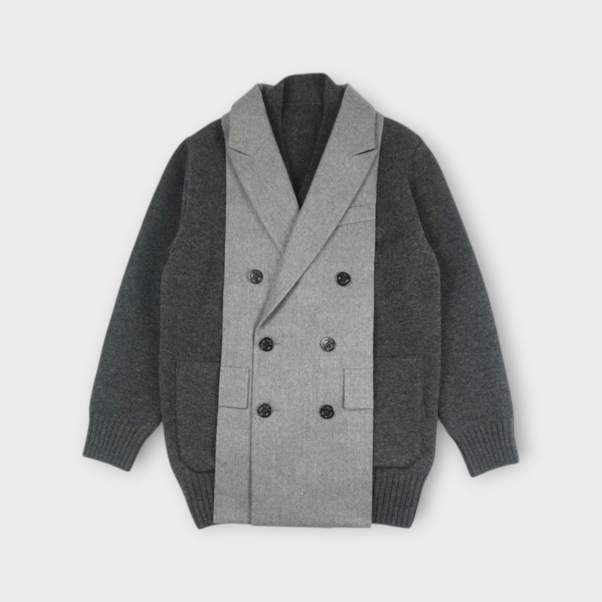 sacai WOMEN Wool Flannel x Wool Knit Cardigan