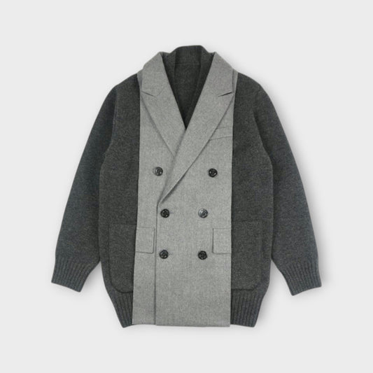 sacai WOMEN Wool Flannel x Wool Knit Cardigan