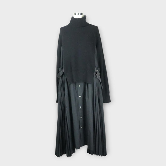 sacai Wool Knit x Cotton Poplin Dress